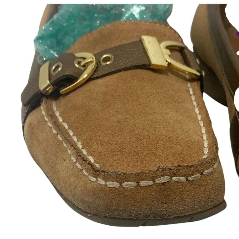 Etienne Aigner Genuine Leather Suede Buckle Loafer Slip Ons - EC - 8.5